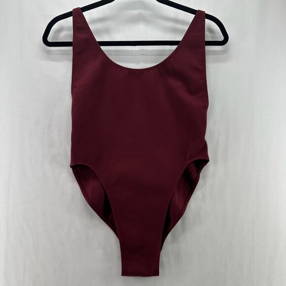 Lioness Bodysuit  Womens M Low Cut Adjustable Strap Sleeveless Backless Burgundy - Picture 1 of 11